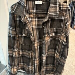 Bluivy Gray and Tan Plaid Shirt